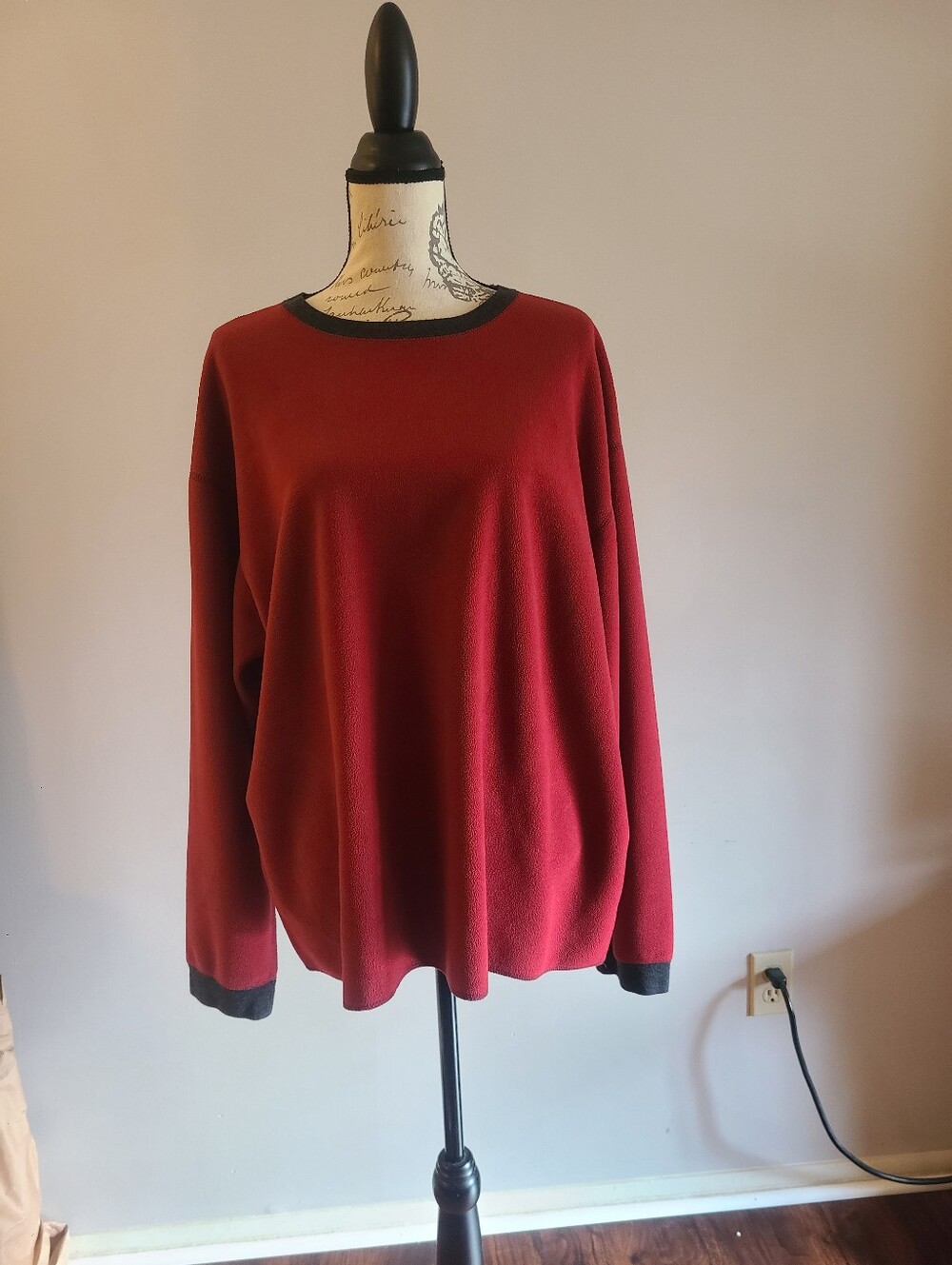 Emerge Men's Red Crewneck Fleece with Contrast Trim